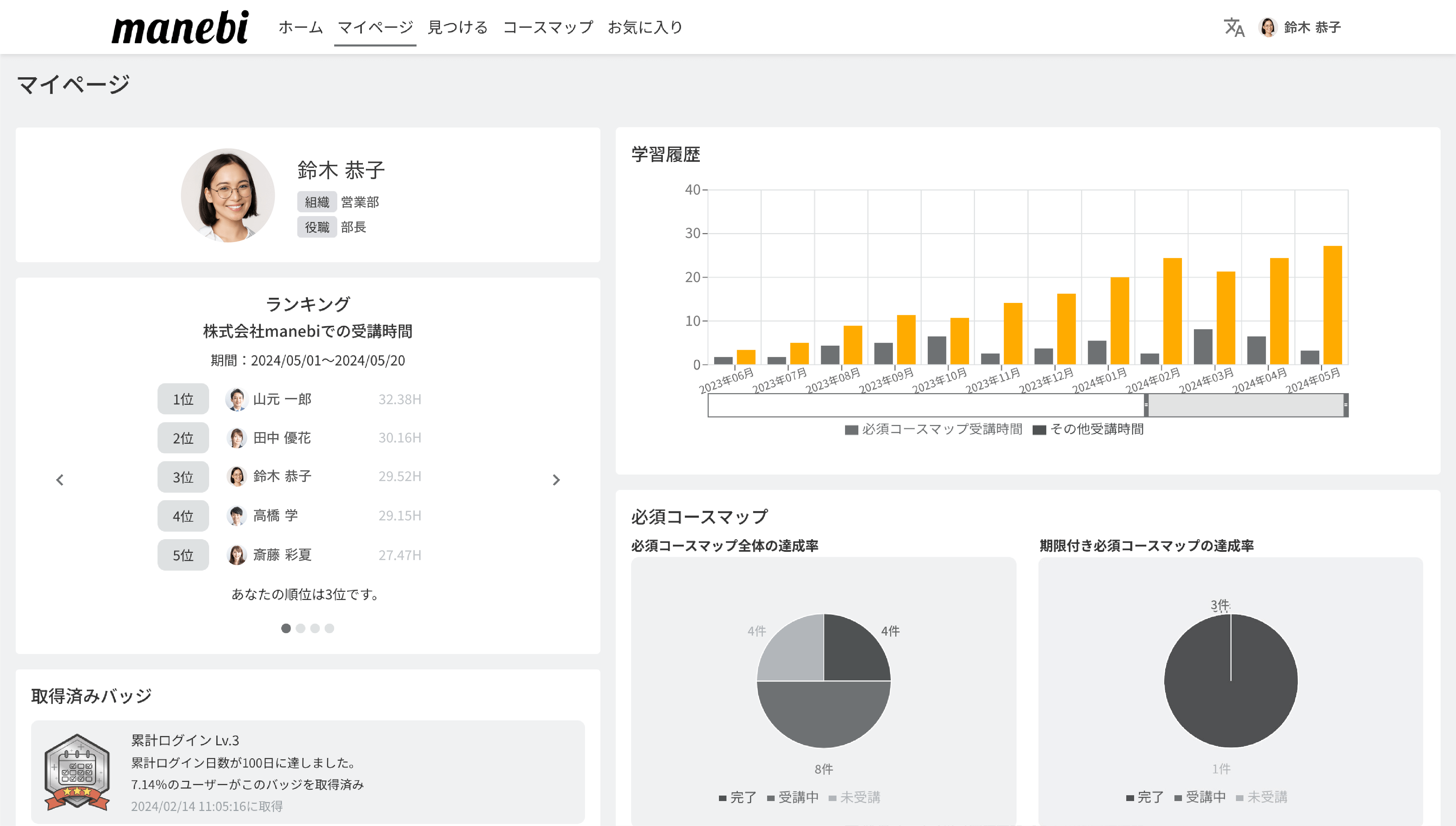 manebi eラーニング_利用画面サンプル1