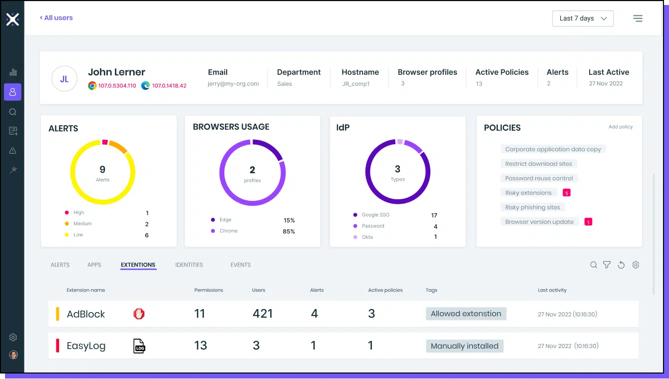 SecureLayer Browser Extension_利用画面サンプル1